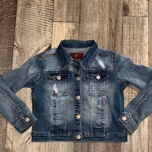 7 For All Mankind Distressed Blue Jean Jacket- size Small